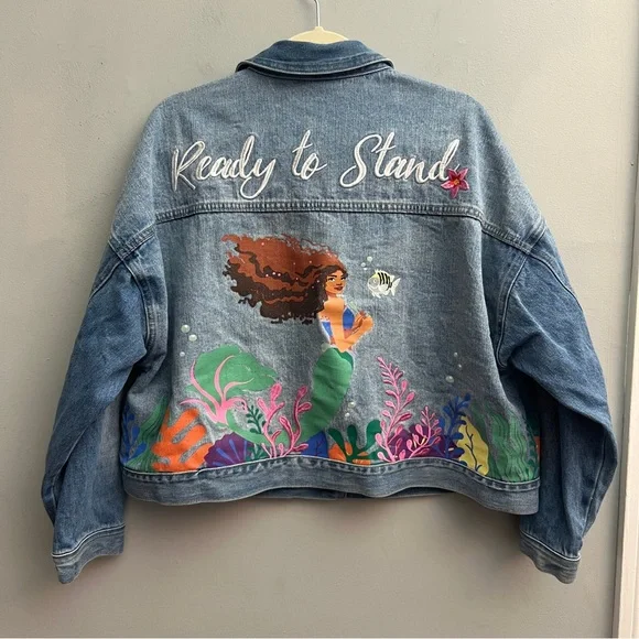 Disney The Little Mermaid (Live Action) Embroidered/Painted Denim Jacket, XL
